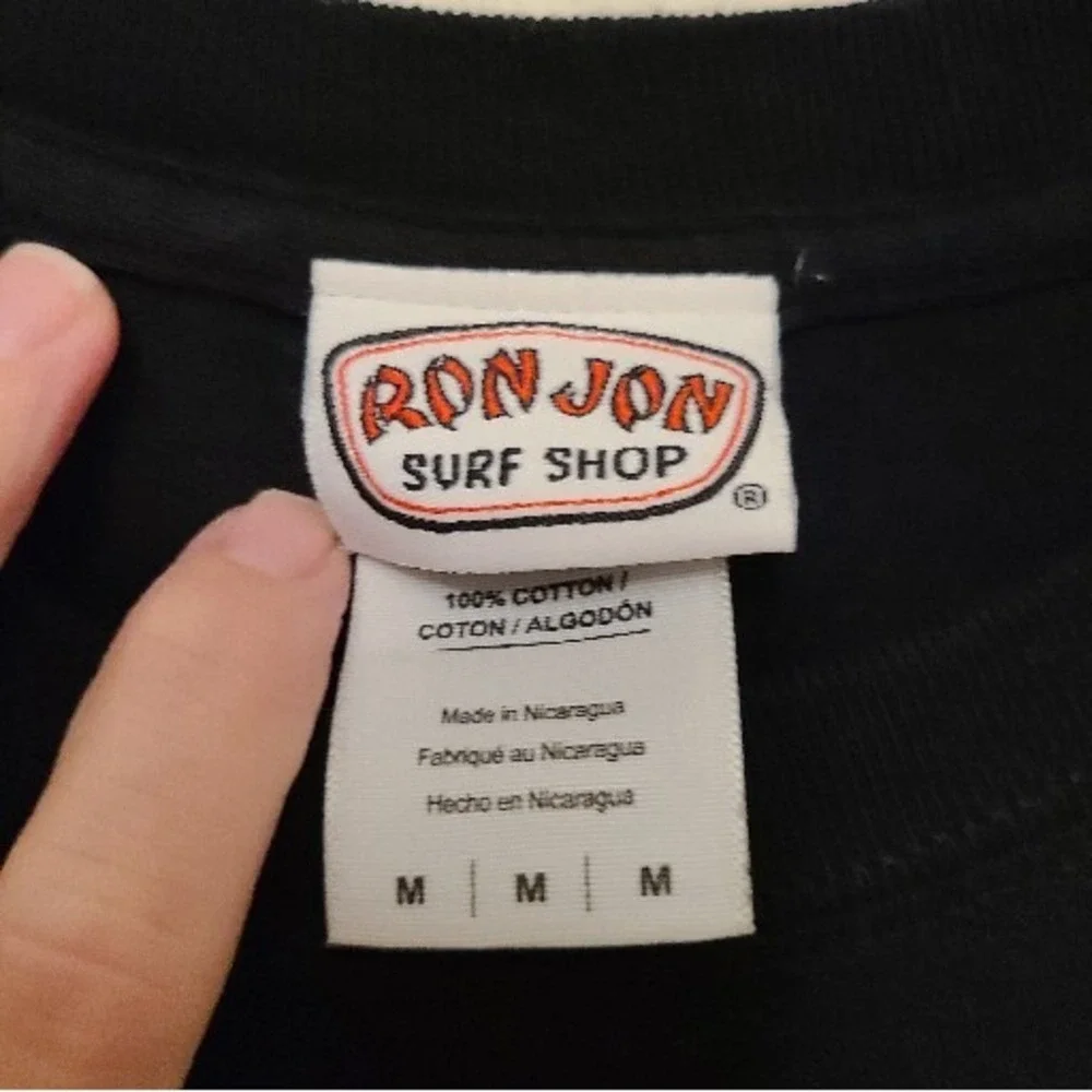 Ron Jon Surf Shop Men T-Shirt Med Black Logo Orange Beach Short Sleeve Crew Neck